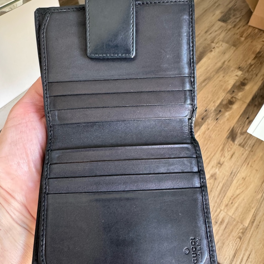 Gucci Denim Canvas & Leather Compact Wallet EUC - Picture 11 of 12